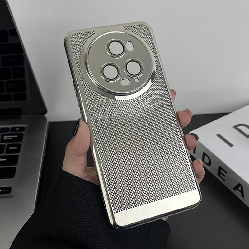 Full Cover Plating Grid Heat Dissipation PC Case With Lens Film For Honor Magic5 Magic 5 Pro Back Shell Protector