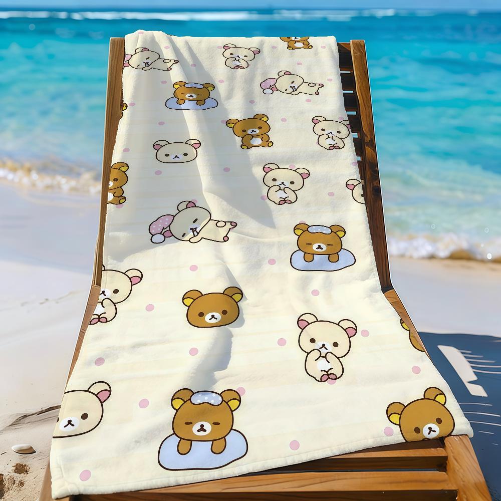 Cartoon Cute R-Rilakkuma-S Cute Towel Sports Quick Dry Travel Camping Gear Sandproof Soft Light Large Beach Towel