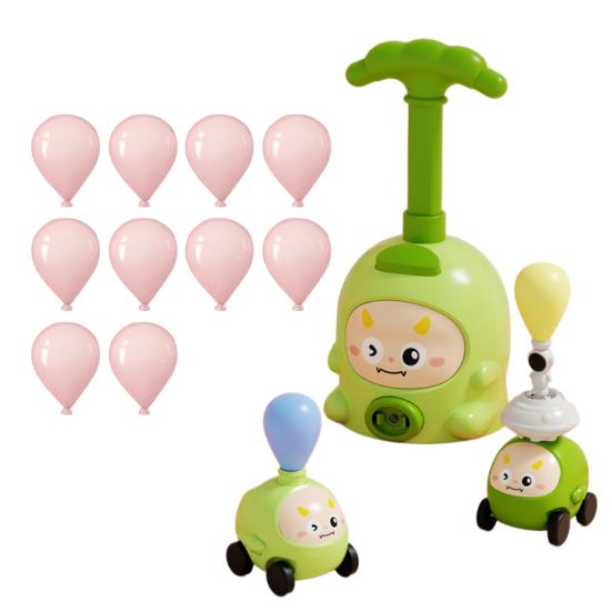 

Air-Powered Balloon Car Toy with Manual Pump 2-in-1 Cartoon Pig Dinosaur Duck Seal Balloon Car Launcher Toddlers Boys Girls Inertial Vehicle Toy зелёный