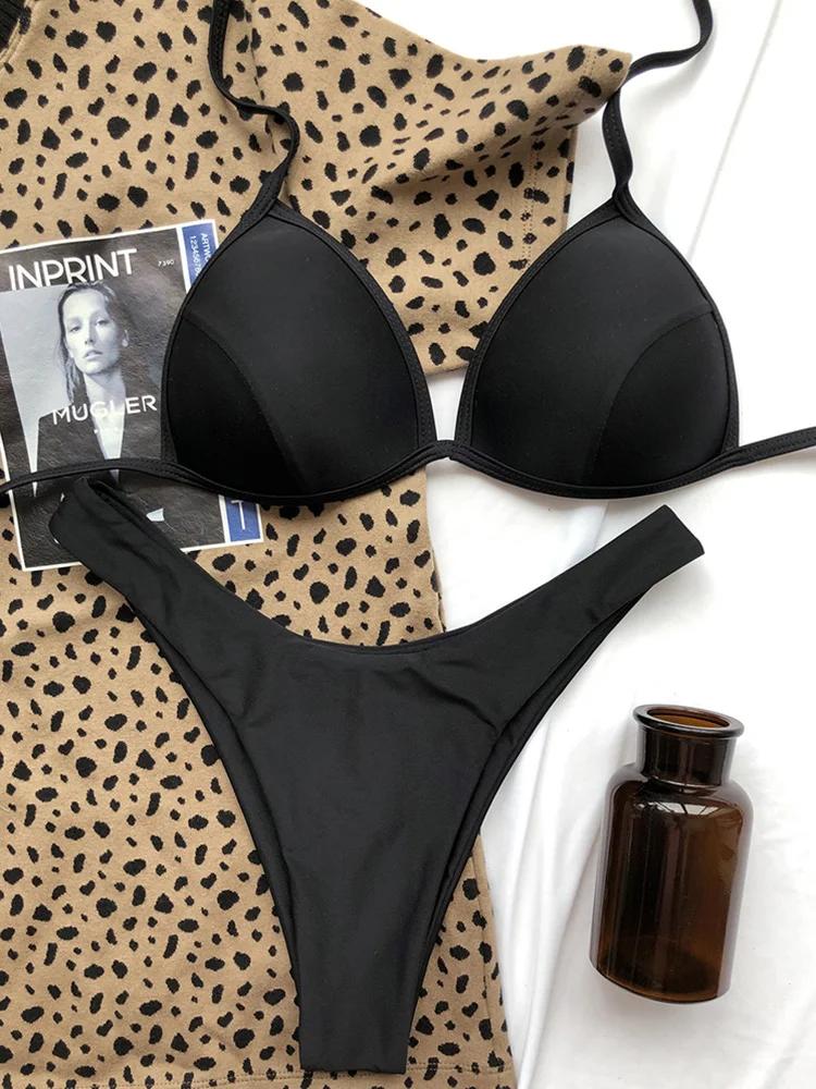 2025 Halter Bra Cup Bikini Women Swimsuit Female Push Up Swimwear Two Pieces Bikini Set Brazilian Bather Bathing Suit Swim Lady