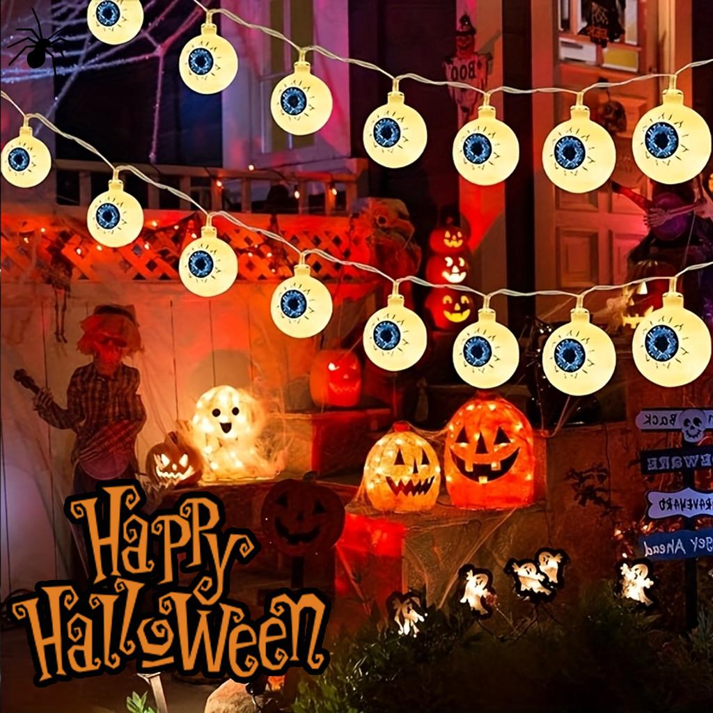 Halloween Horror Augapfel LED Lichterkette Batteriebetrieben Festivaldekorationen Spukhaus Requisiten für Halloween Partyzubehör