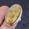 Fossil Coral Gemstone Handmade 925 Sterling Silver Jewelry Ring Size 7 u6O75