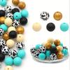 45 Stück 15mm Leopardenmuster Silikonperlen Runde Lose Perlen Für Schmuckherstellung DIY Anti-Drop Schlüsselanhänger Kette Armband Handgemacht