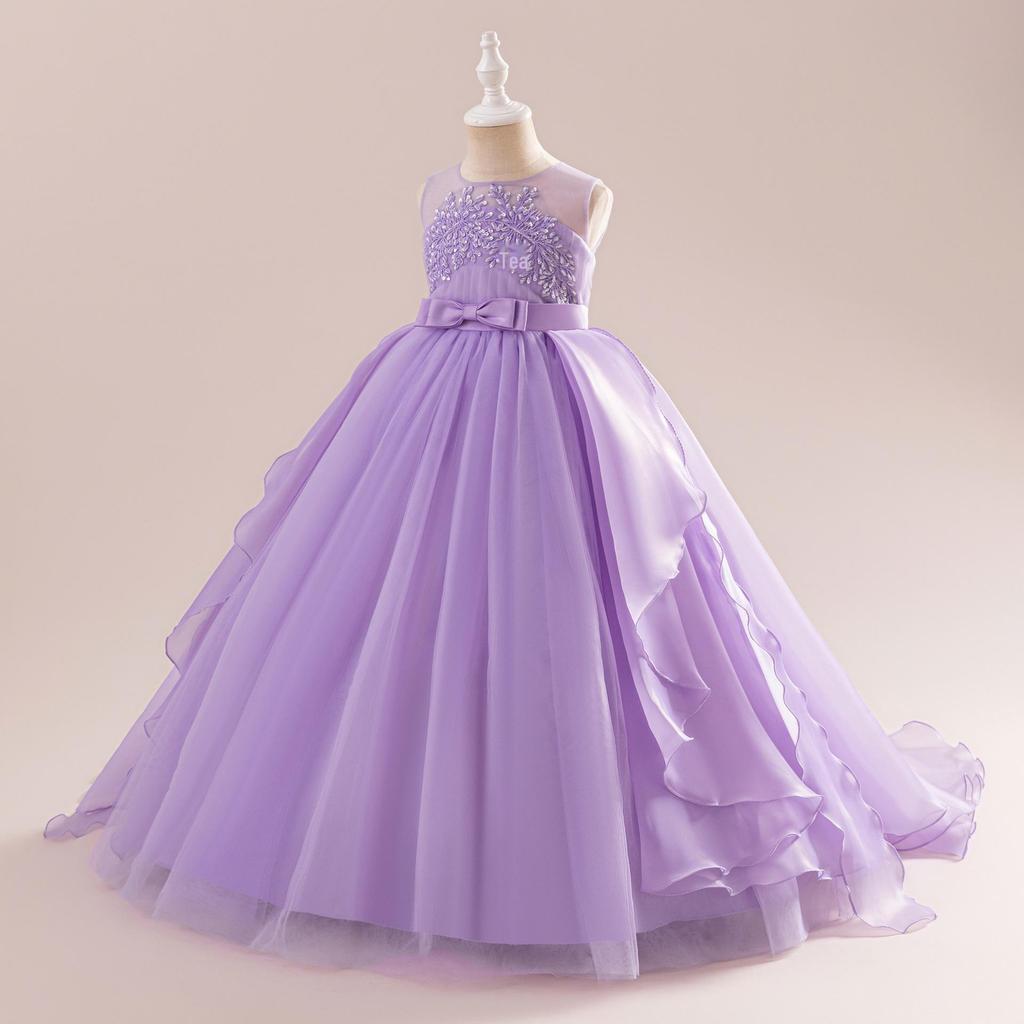 Stylish Princess Fluffy Yarn Evening Dress for Girls – Perfect for Catwalk, Hosting, or Piano Performances