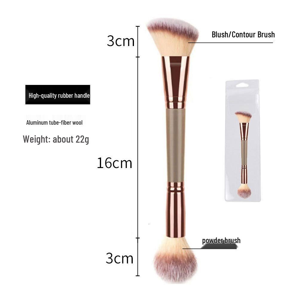 Dual-Ended Foundation and Concealer Brush - Multi-use Blush, Contour, and Nose Shadow Makeup Tool