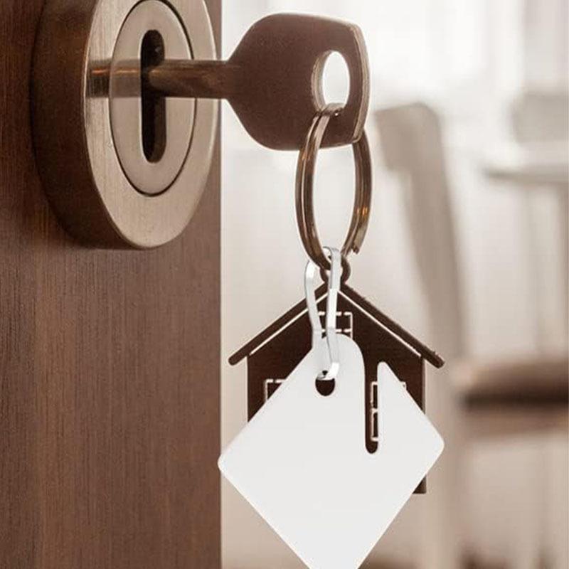 60Pcs Blank Key Tags 1.5 Inch Slotted Plastic Tags with Metal Snap Hooks White Square Hanging Tags for Key Cabinets Boxes Lockers Sturdy Frosted