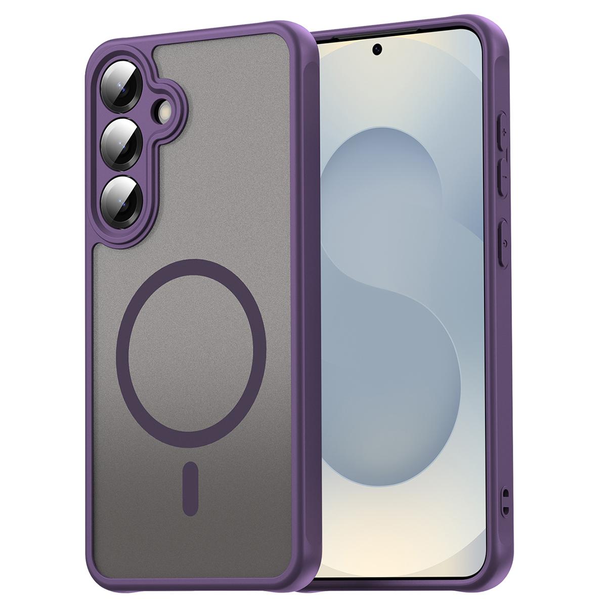 

For Samsung Galaxy S25 Case Compatible with MagSafe Anti Drop PC+TPU Phone Cover Purple