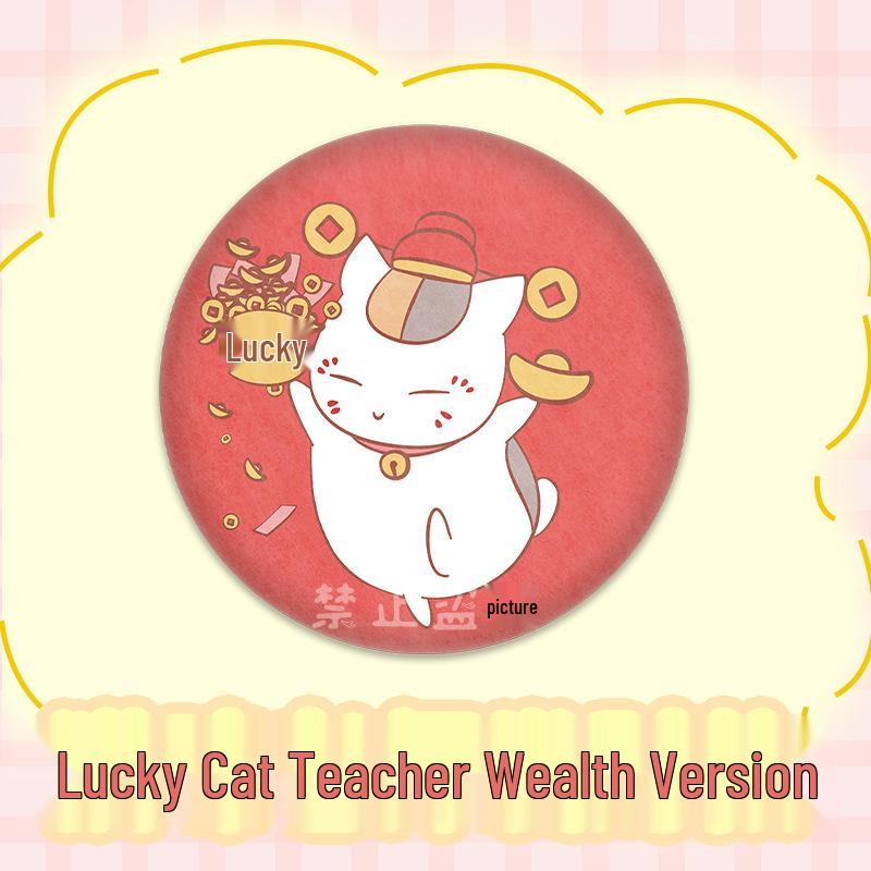 Natsume s Book of Friends Nyanko-sensei Plush Cat Badge - Squeezable Round Anime Pin