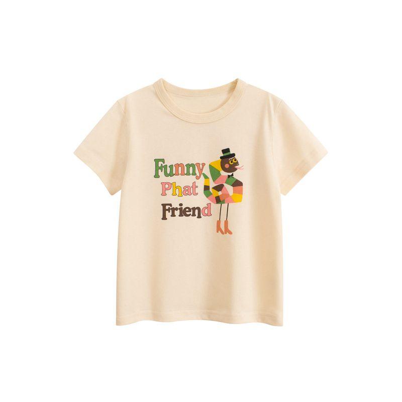 27Home Summer New Children s Clothing Girls Cartoon Print Pure Cotton Short-Sleeved T-Shirt Kids Wear Children s Clothing Ht 9263m Apricot 90