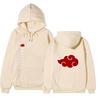 Unisex Naruto Akatsuki Hoodie, Double Side Red Cloud Symbol Print Anime Pullover Long Sleeve Hooded Sweatshirt
