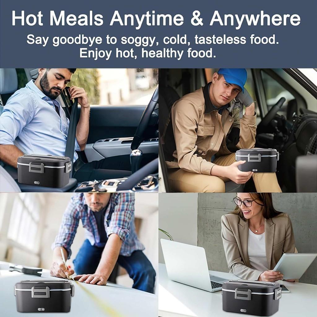 75W 1.8L Car/Truck/Office Dining Box Microwave Oven Portable Electric Heated Lunch Box Stainless Steel Detachable Heating Bowl
