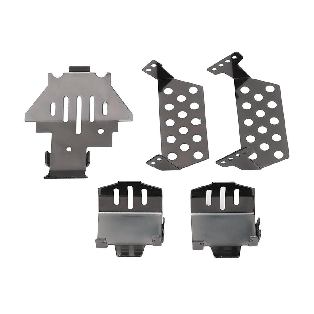 RC Chassis Armors Set Stainless Steel Chassis Protection Skid Plate for Traxxas Black