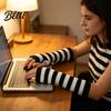 Stylish Half Finger Gloves Striped Knitted Arm Warmers for Women Fingerless Sleeves Soft Cycling Protectors Thermal Wrist Autumn Winter Fashion
