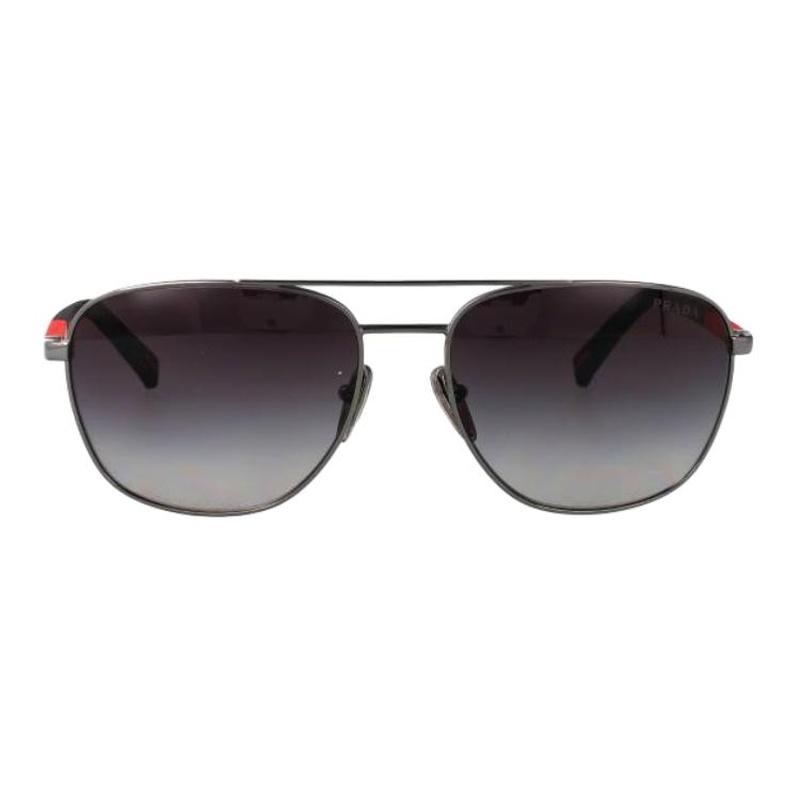 Prada Logo design oval sunglasses men's gray/red/black