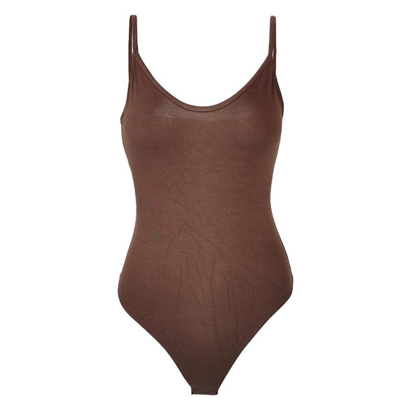 Sexy Tight Bottoming Women's Summer Backless V-Neck Suspender Bodysuit