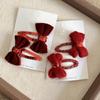 2pcs/set Red Color Baby Hair Clips New Year Christmas Series Bow Belt Toddler's BB Clip Sweet Fashion Princess Hair Accessories