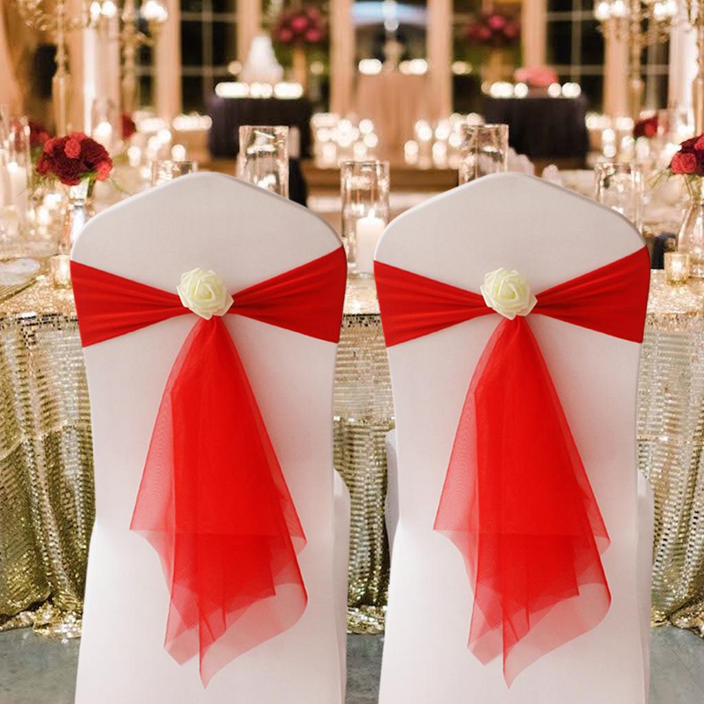 Flower Chair Sashes Elastic Surface Reusable Wedding Chair Sashes for Engagement Event Party