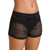Women's Hollow Mesh Swim Brief with Drawstring - High Waisted Hollow Out Swimwear, Sexy Cross Back Bikini Bottoms for Women