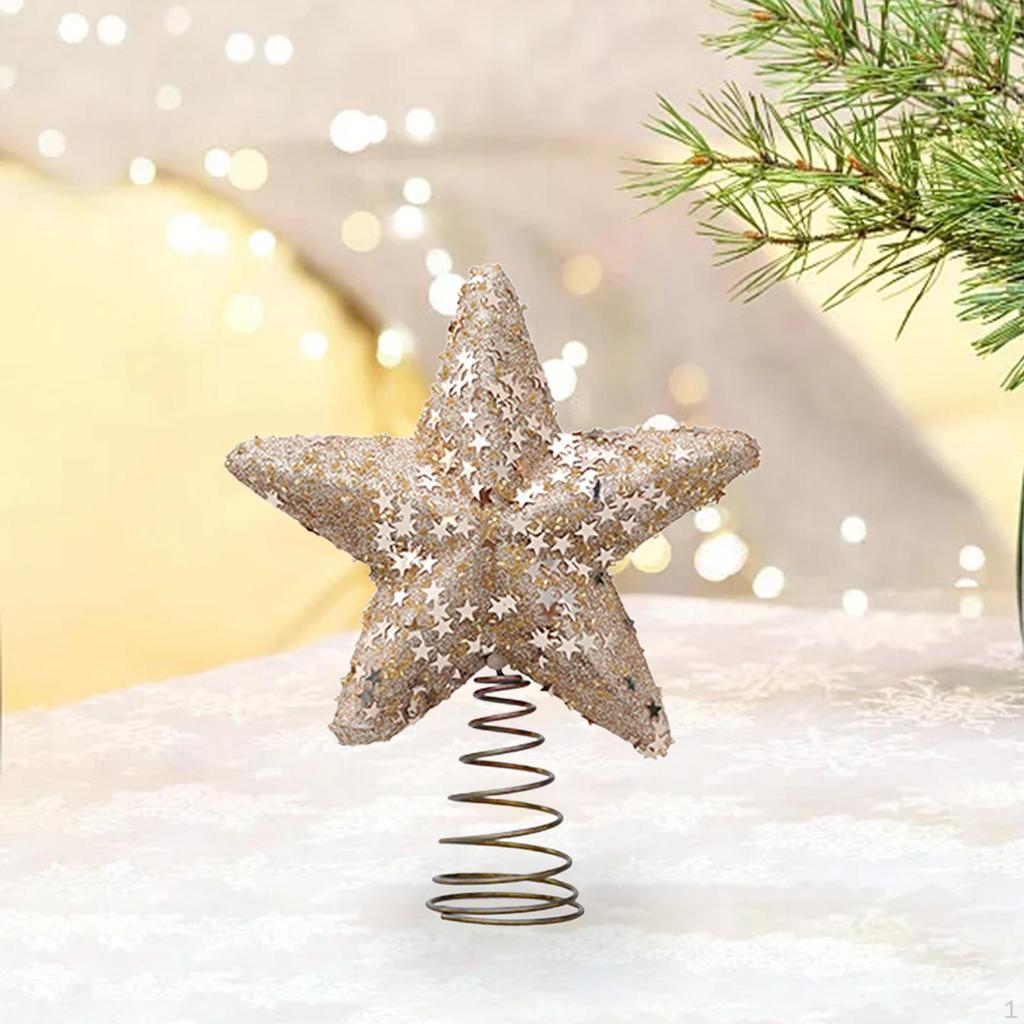Christmas Treetop Star Ornament Tree Topper Glitter Porch Ballroom Venue Holiday Decoration