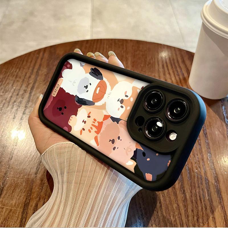 Niedliche Cartoon-Welpen mit Hunde-Aufdruck, modische Hülle, flexible weiche Silikon-TPU-Schale, vollständige Rückseite für iPhone Samsung
