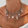 IngeSight.Z Punk Multilayer Imitation Pearl Tassels Pendant Necklace Women New Exquisite Clavicle Chain Charm Jewelry Gifts