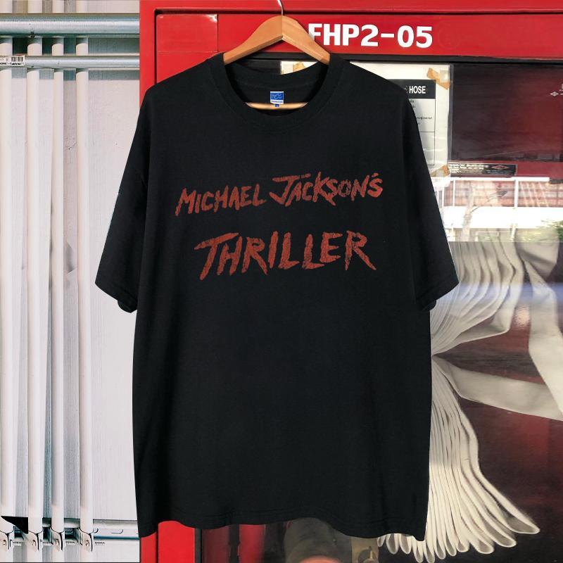 American 300g Shoulder Michael Jackson Thriller Thriller Album Music Short Sleeve Blockbuster Vintage Graphic T Shirts