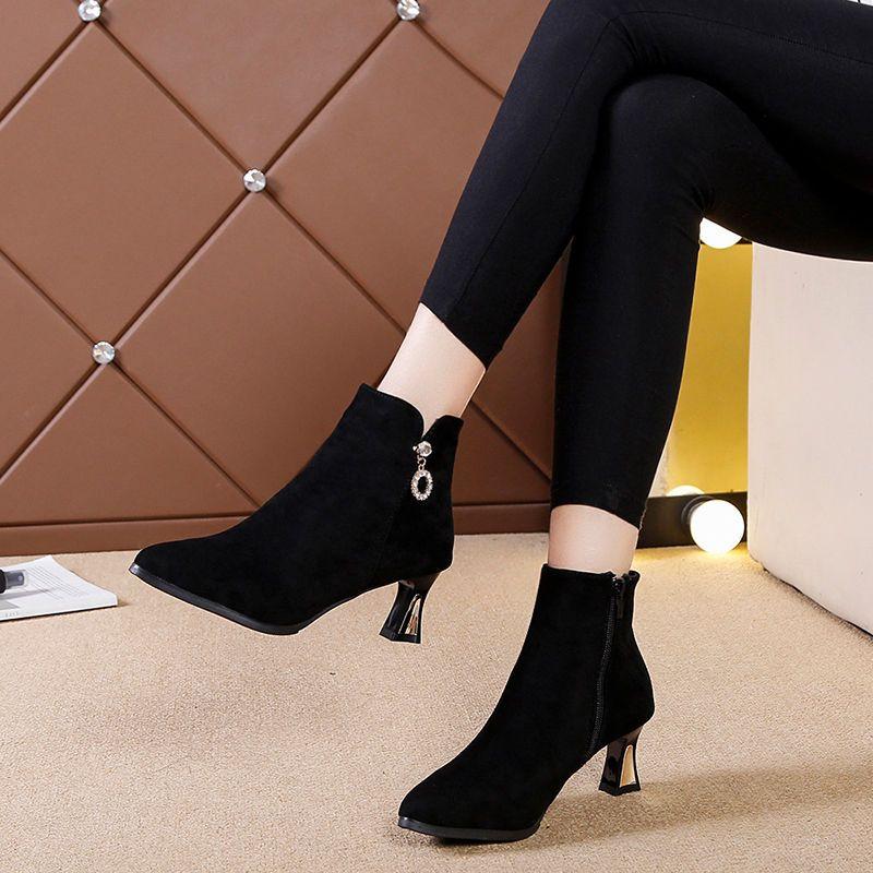 Fashion Female Short Shoes Fleece-Lined Moccasin Warm Booties Suede Footwear New In Large Size Chic and Elegant Y2k Women's Ankle Boots