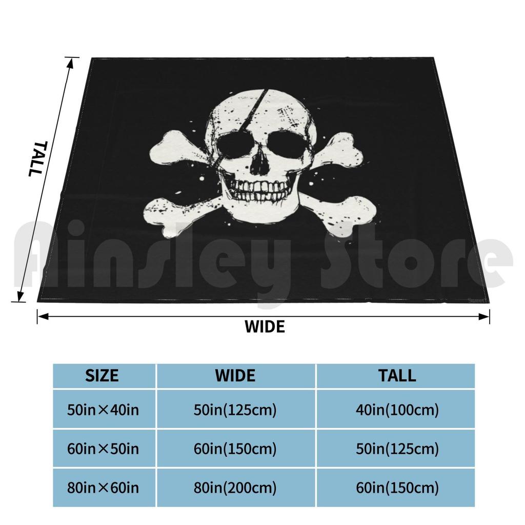 Jolly Roger Pirate Flag Skull & Crossbones Blanket For Sofa Bed Travel Jolly Roger Pirate Skull Skull And
