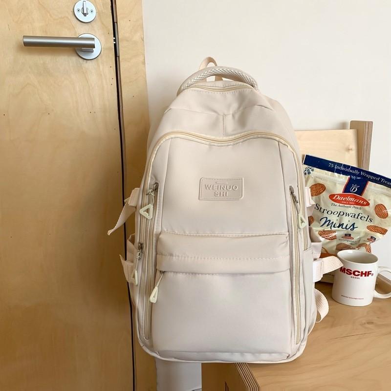 

Trendy Unisex Black Yellow Green White Backpack With Oil Duck Pendant білий