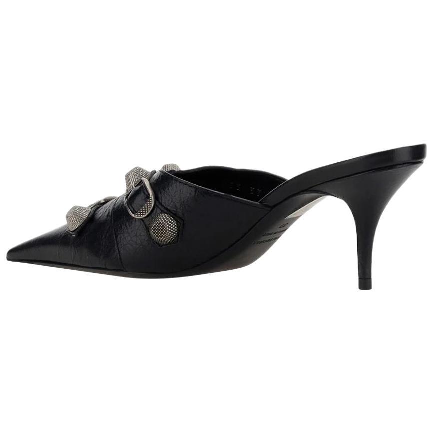 (WMNS) Balenciaga Cagole 80mm Mules 'Black' Women's 714253WAD4E1081