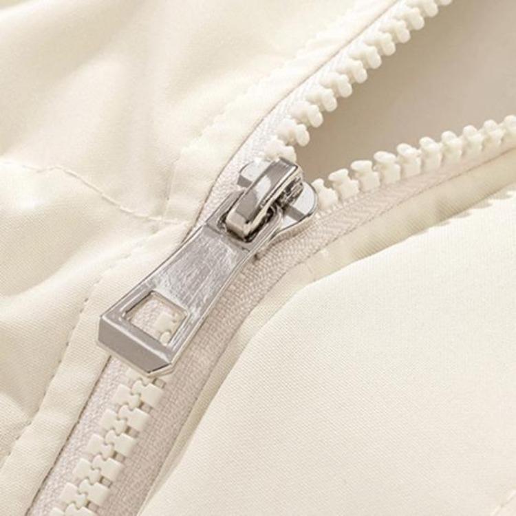 Winter Puffer Coat Men Stand Collar Long Sleeve Solid Color Outwear with Side Pockets Zipper Closure