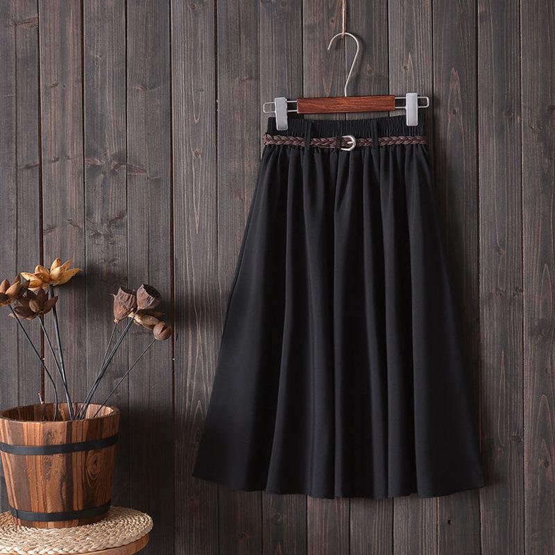 College Style A-line Skirt with Belt - Versatile, Mid-length, Summer Skirt for Women