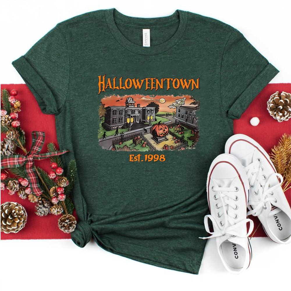Halloweentown Est 1998 Tshirt Halloweentown University Shirt Halloween Party Tees Fall Pumpkin Graphic Tee Retro Halloween Tops S