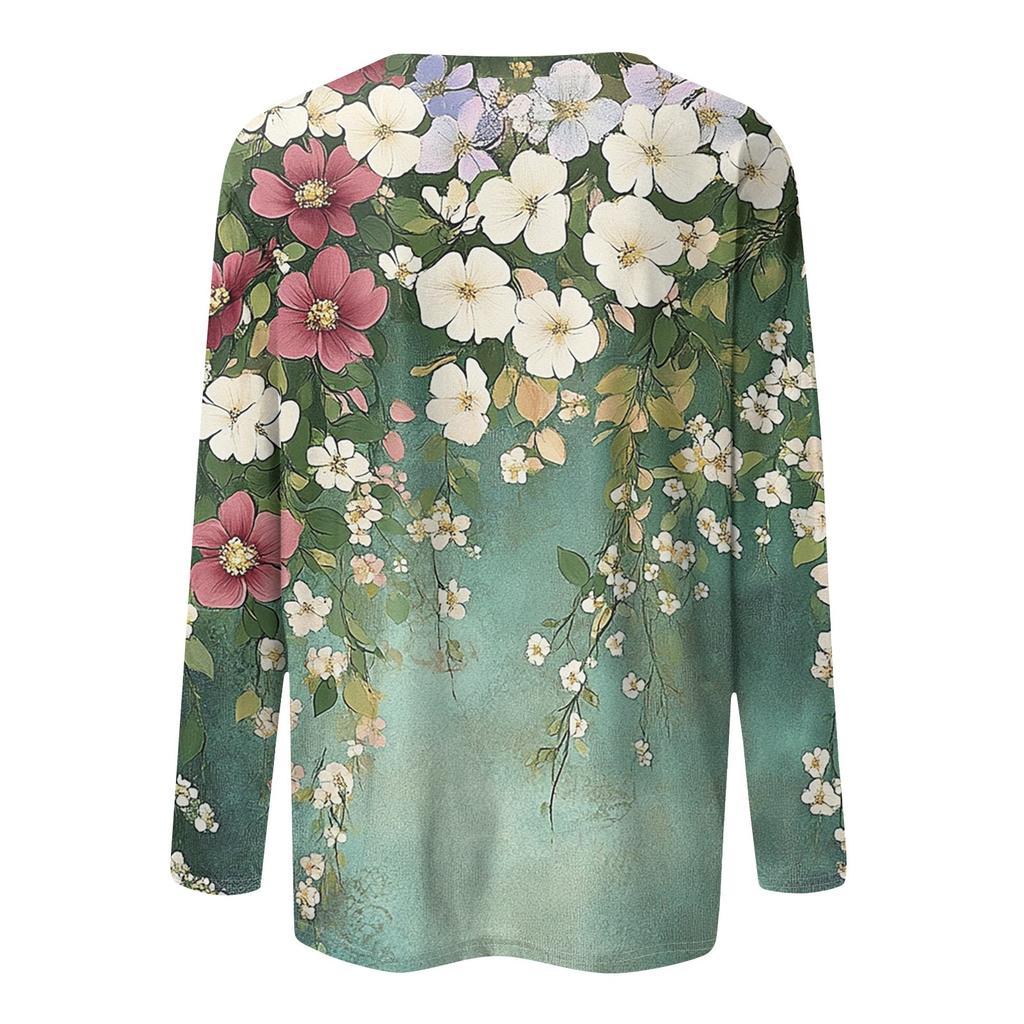 Women's Fashion Casual Round Neck Long Sleeve Printed T-Shirt Top