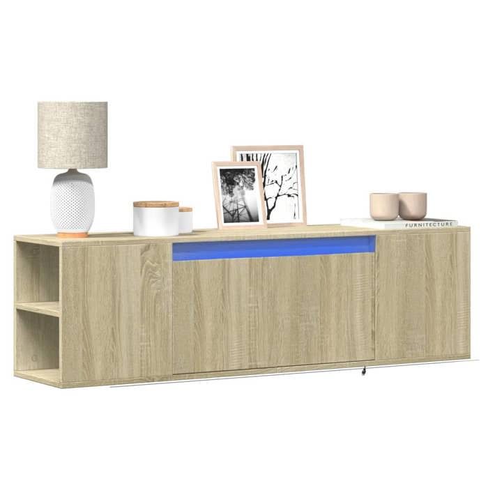 VidaXL Wall-Mounted TV Cabinet with LED Lights Sonoma Oak 135x31x39.5 Cm, Wall-Mounted TV Unit, Floating TV Unit, Support 852385