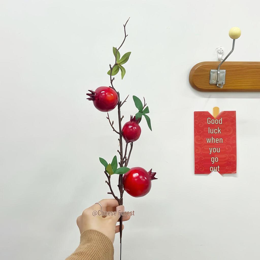 Artificial Floral Arrangement: Red Persimmon & Winterberry for Living Room or New Year Décor