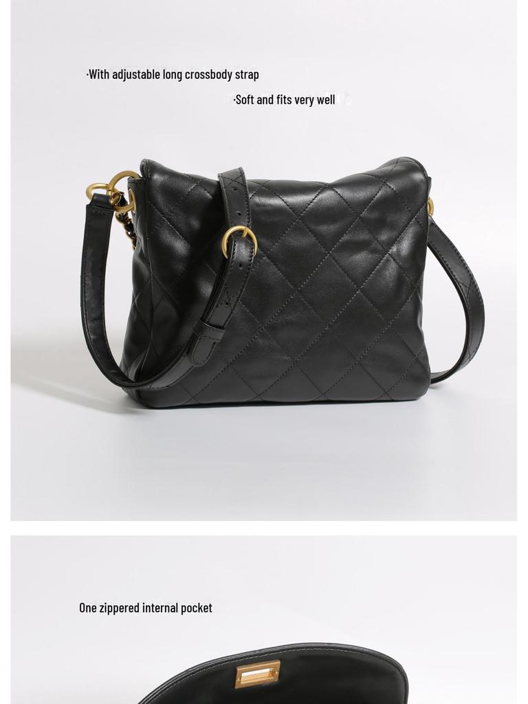 New 2024 Hobo Hippie Cowhide Messenger Bag with Retro Hardware - Underarm Shoulder Style