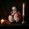 Gothic Skeleton Ornament Halloween Couple Resin Figurine, Vintage Skull Statue, Sculpture Holiday Party Home Decoration for Shelf Table Mantel