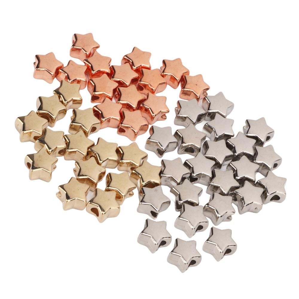 50pcs Plastic Star Shaped Beads 3 Colors Plastic Spacer Beads Jewelry Making Beads  Earring Craft