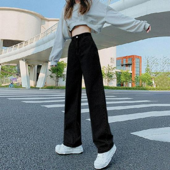 

Women s High Waist Versatile Jeans - Petite, Straight, Narrow & Wide Leg Options Medium чорний