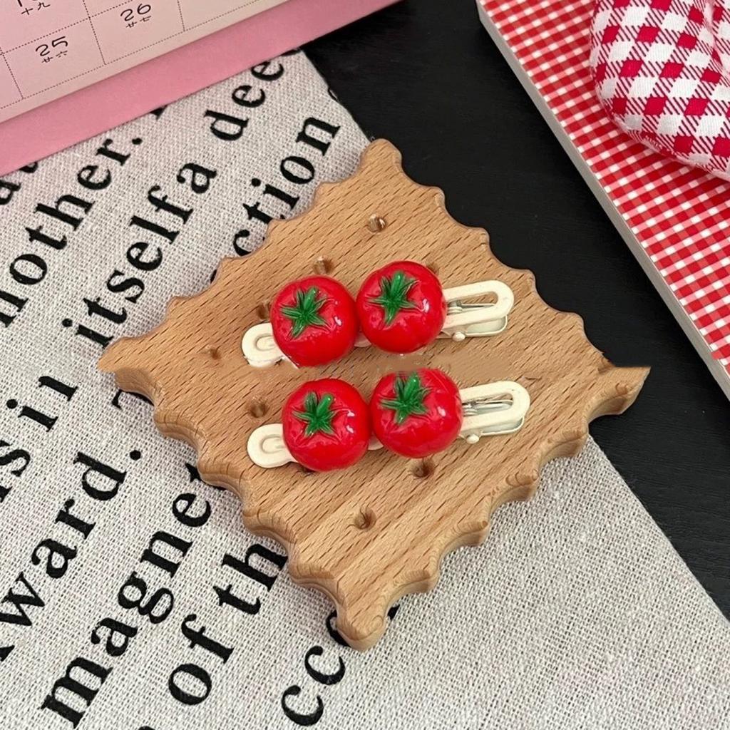 1pcs Cute Tomato Cartoon Clip Hairpins 5.5cm Fun Party Accessories for Kids Women Christmas Party Non-Slip Hair Clips