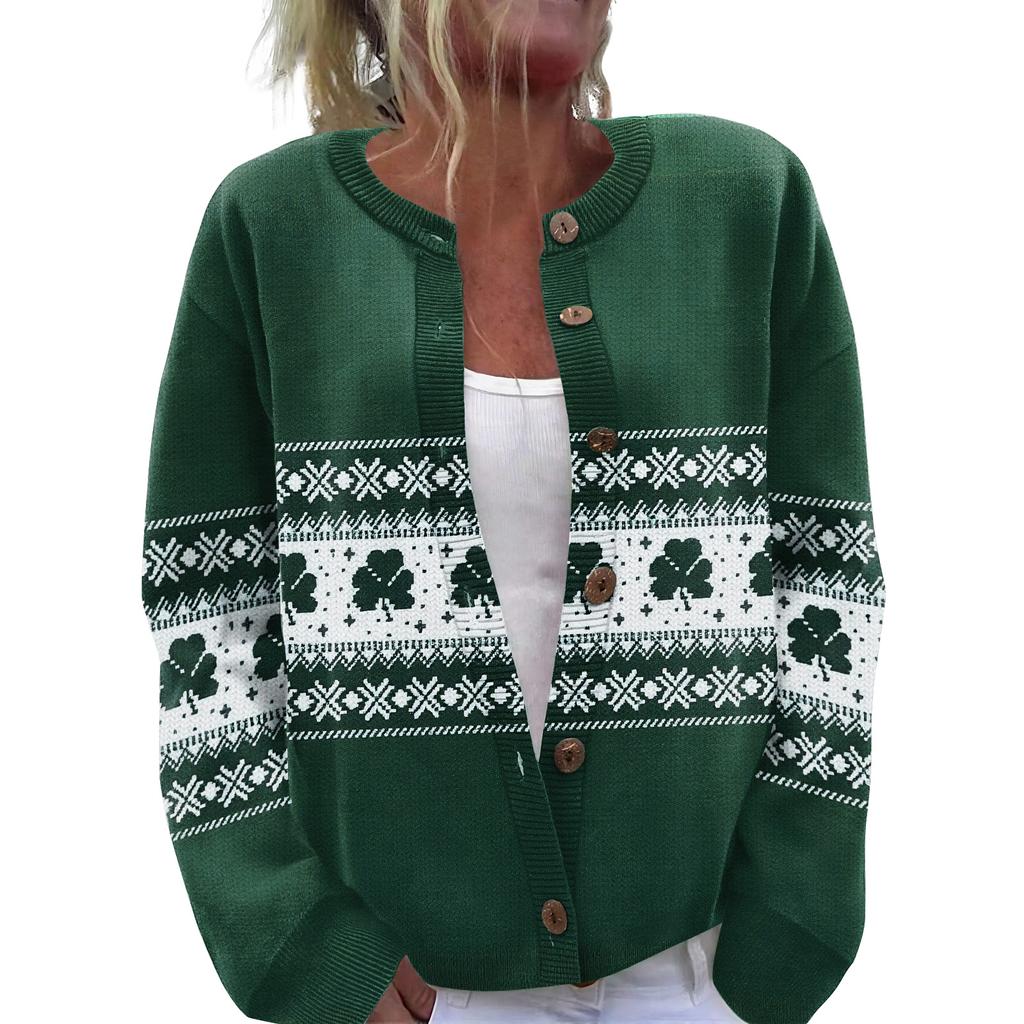 Women'S St. Patrick's Day Sweater Cute Fun Patrick's Day Sweater Spring Long Sleeve Knitted Sweater