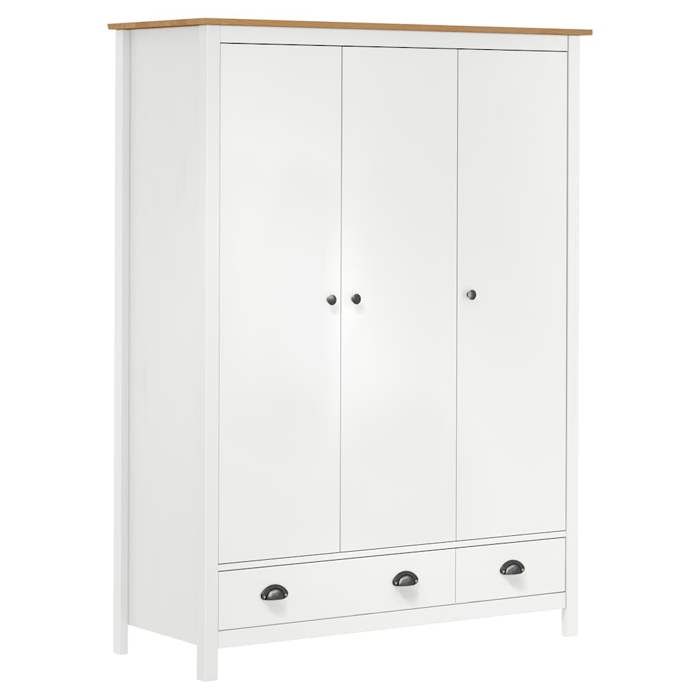 VidaXL 3-Door Wardrobe Hill Range White 127x50x170 Cm Solid Pine