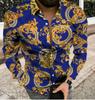 Camicia a Maniche Lunghe con Fantasia Trendy, Elegante Casual da Uomo