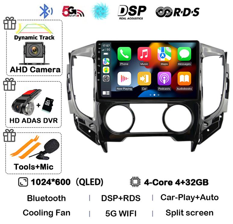 Android 14 Carplay Auto WIFI+4G Car Radio For Mitsubishi Pajero Sport 3 L200 2015-2019 Multimedia Video Player BT GPS Navigation