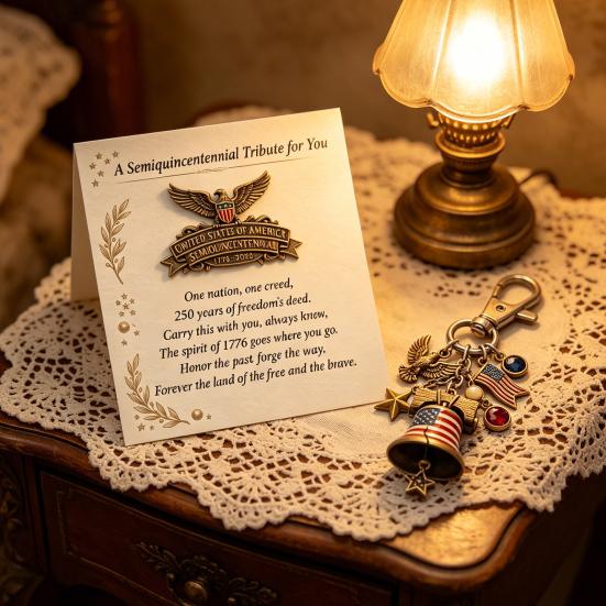 Keychain Brooch Dual-Purpose Metal Craftsmanship 250th Anniversary Commemorative Model Owl Star Bell US Flag Charm Keychain