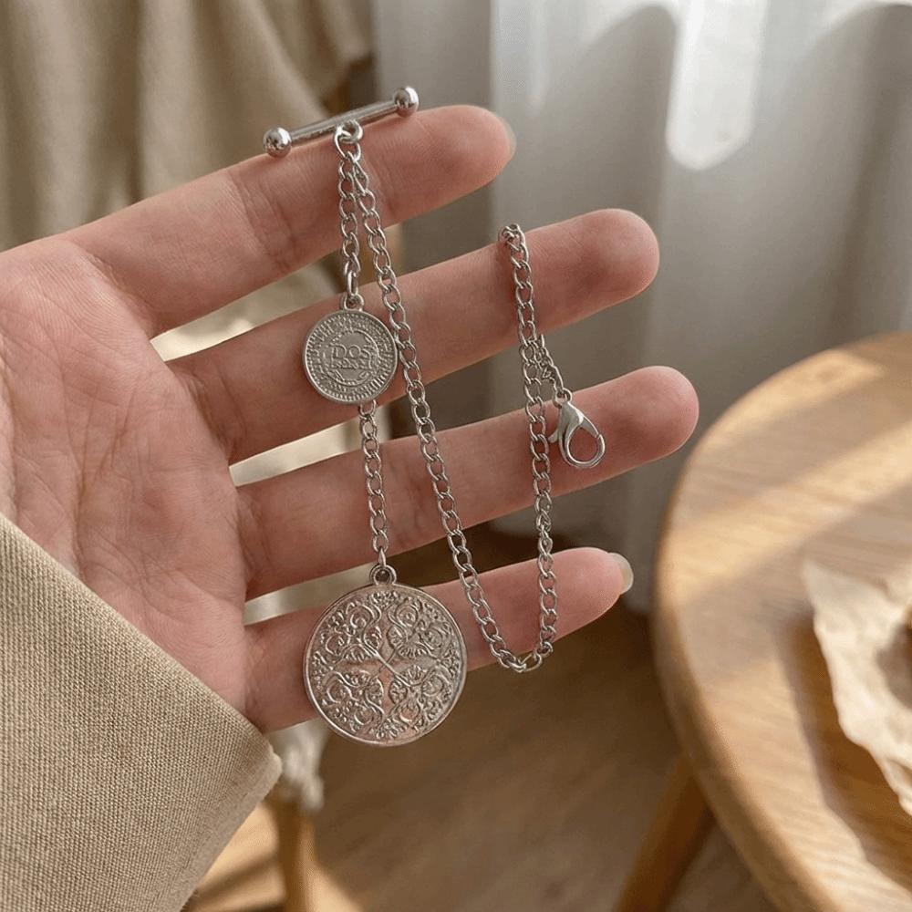Vintage Vest Suit Chain Decorative Badge Collar Pins Silver Tassel Chain Brooches Men Shirt