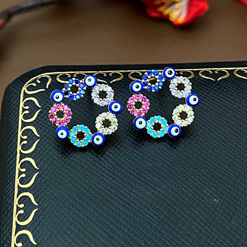 Eleganti Orecchini Rotondi Geometrici in Zircone - Semplici, alla Moda, Versatili Studs d'Argento