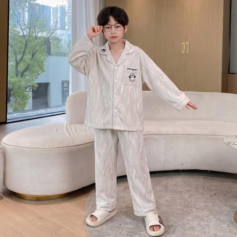 Boys Cotton Pajama Set Long Sleeve Cartoon Print Sleepwear Kids 8 Years Home Loungewear