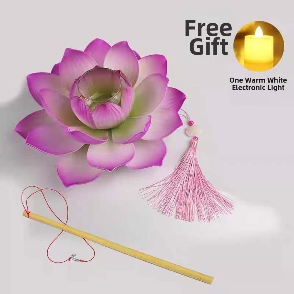 Ancient Style Lotus Lantern Creative Design Elegant Tassel Flower Lamp DIY Material Warm Light Handheld Light Mid Autumn